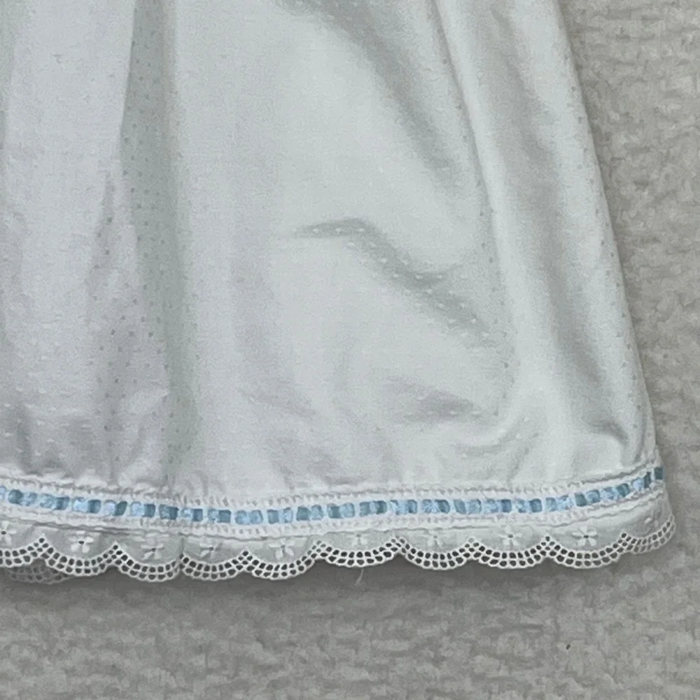Baby 9 12M White Swiss Dot Smocked Dress Lace Sleeveless Heirloom Occasion